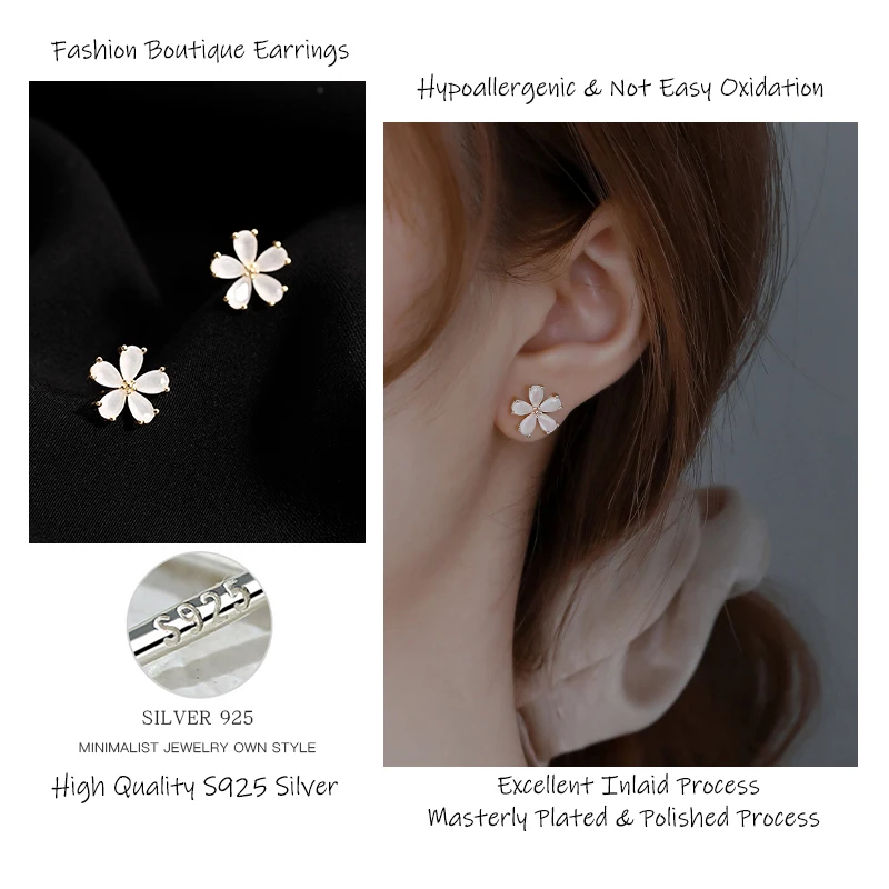 

Fashion S925 Silver Stud Earrings with Flower Design 18k Gold Plated and Epoxy Paint Jewelry Accessories for Women