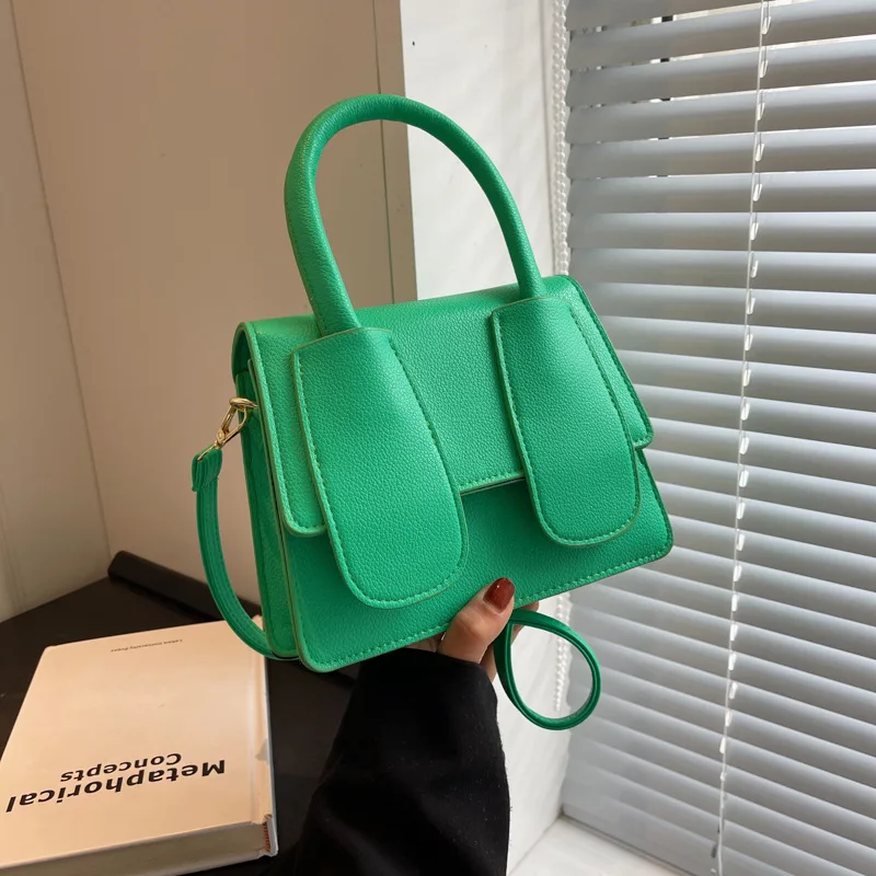 Portable Woman's 2023 New Arrival Girlish Style Shoulder Candy Color Casual All-Matching Western Style Small Square Bag
