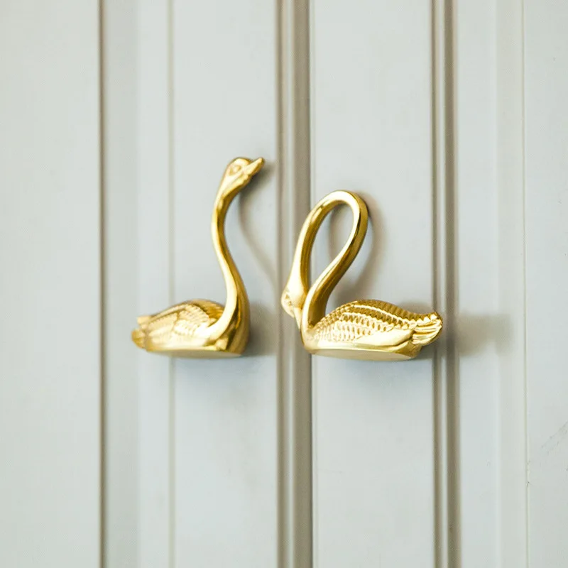 

Solid Brass Elegant Swan Handles for Cabinets and Drawers Light Luxury Nordic Furniture Fittings Handles for Dresser
