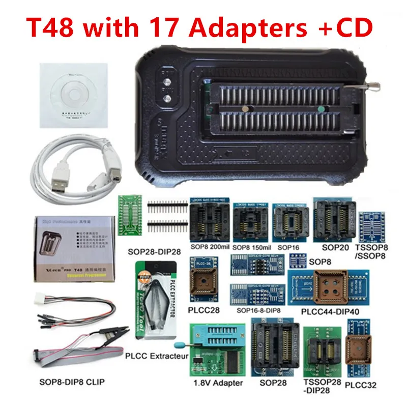

Original TL866-3G T48 USB Universal Programmer V11.9 Nand Flash AVR PIC Bios +12~42 PCS Adapters+CD with TSSOP16/8 Smart Chips