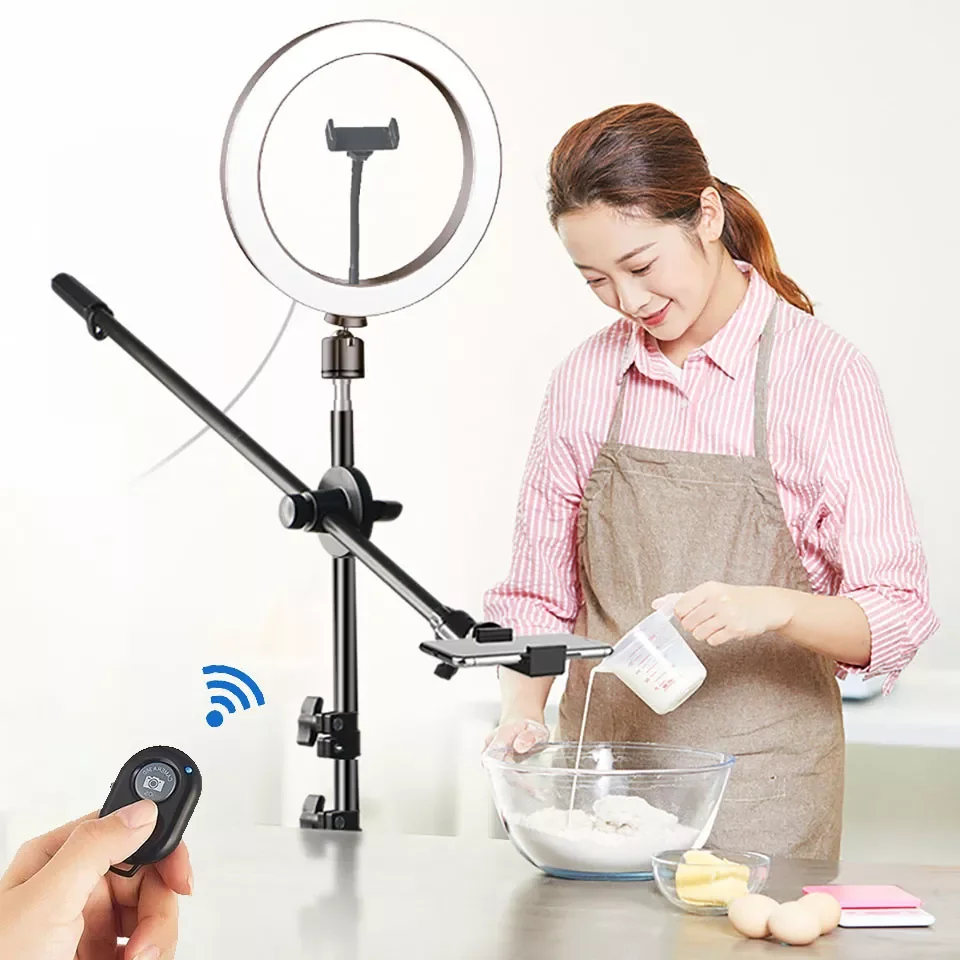 

Photography Led Video Ring Light Circle Fill Lighting Camera Photo Studio Phone Selfie Lamp With Tripod Stand Boom Arm Youtube