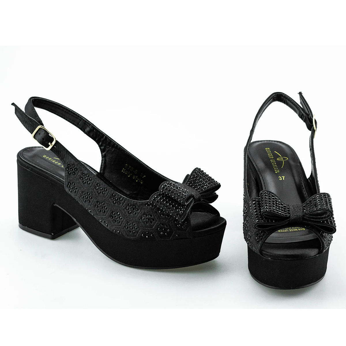 Rhinestone Women Chunky Heels Peep Toe Bowknot Cute Decor Bling Bling Women's Pumps Square Heels Slingbacks Dressy Sandals New