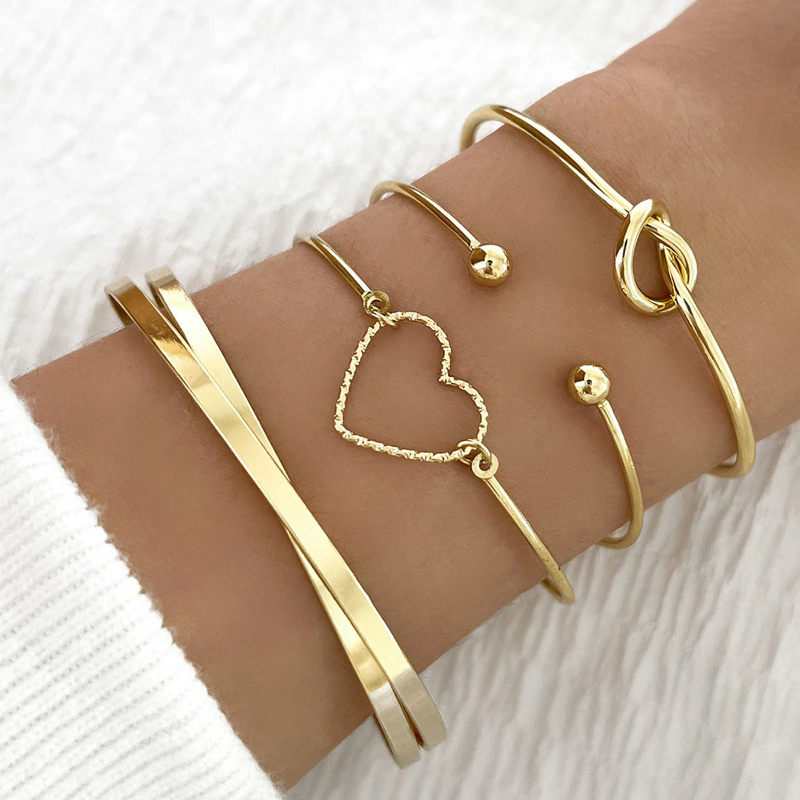 

Gold Bracelets Bangles Cuffs Jewelry Sets for Women Ladies Dainty Bangle Stackable Bracelet Set Wrap Cuff for Teen Girls