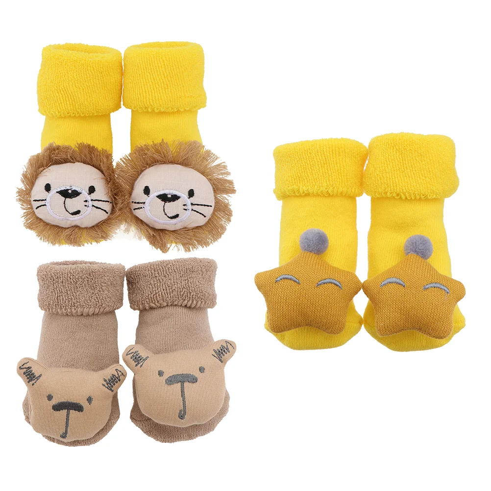 

3 Pairs Baby Floor Socks Animal Cotton Newborn Non-slip Kids Winter Cartoon Cute