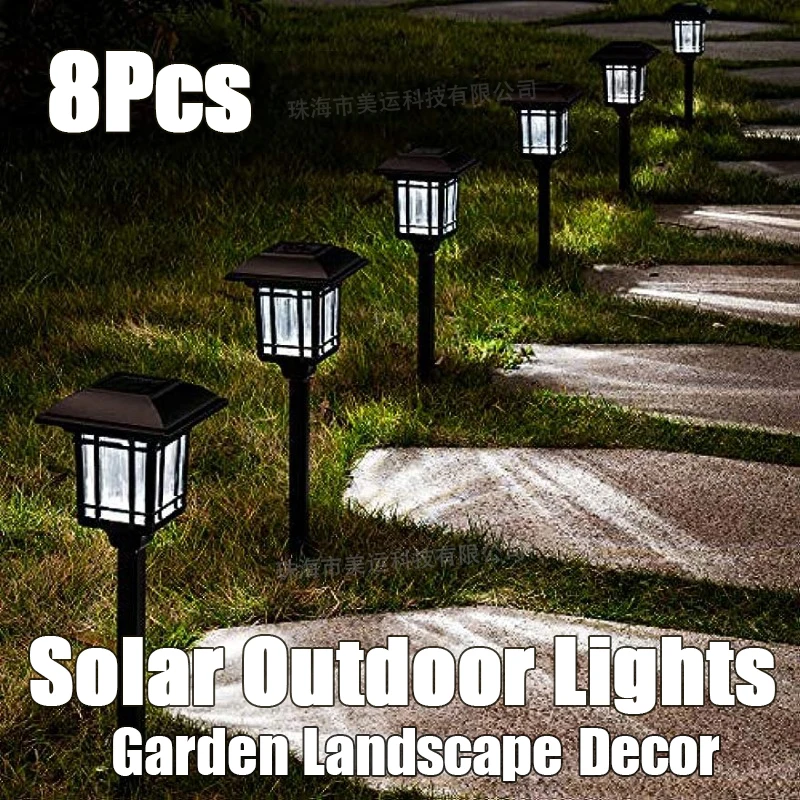 

8Pcs Outdoor Solar Path Light Powered Garden Bright Yard Waterproof For Villa Landscape Lawn Pathway Walkway Driveway Decor Lamp