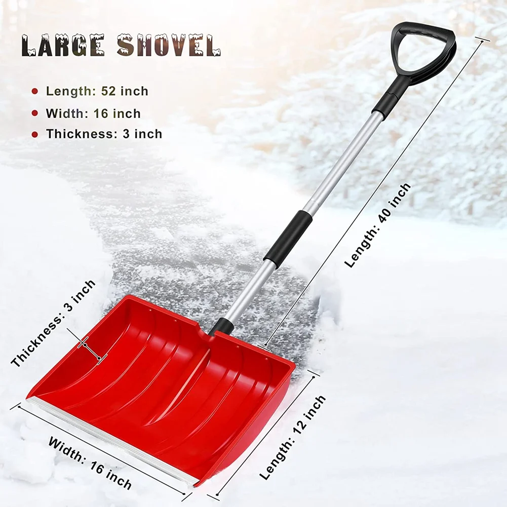 

Легкая Лопата для снегохода с алюминиевой ручкой для удаления снега, портативная лопата для снега для подъездной дорожки, красная
