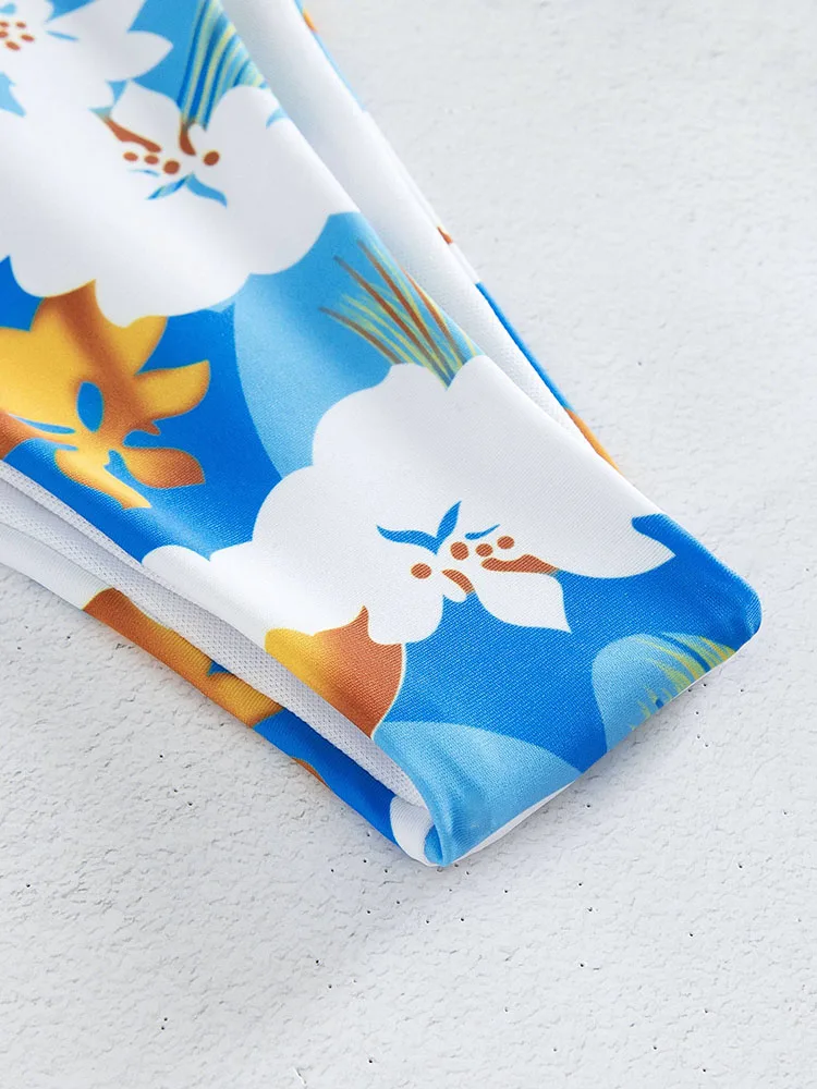 Купальник Miyouj с цветочным принтом женский бикини лямкой на шее бандажный