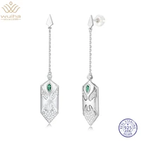 wuiha real 925 sterling silver 3ex pear cut vvs emerald synthetic diamond mask drop earrings for women cute gift drop shipping