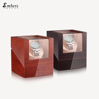 Embers Single Watch Winder Battery Wooden Shaker Watch Box Automatic Winder Glass Storage Case Mabuchi Motro