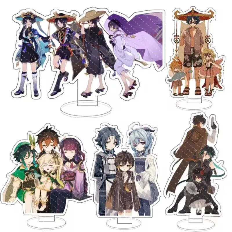 

Game Anime Genshin Impact Combination Series Xiao Cosplay Acrylic Action Figure Zhongli Scaramouche Stand Model Decor Fans Gift