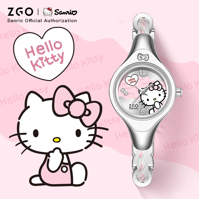ZGO X Sanrio HelloKitty Женские Кварцевые Наручные Часы В Стиле Ретро С Креативным