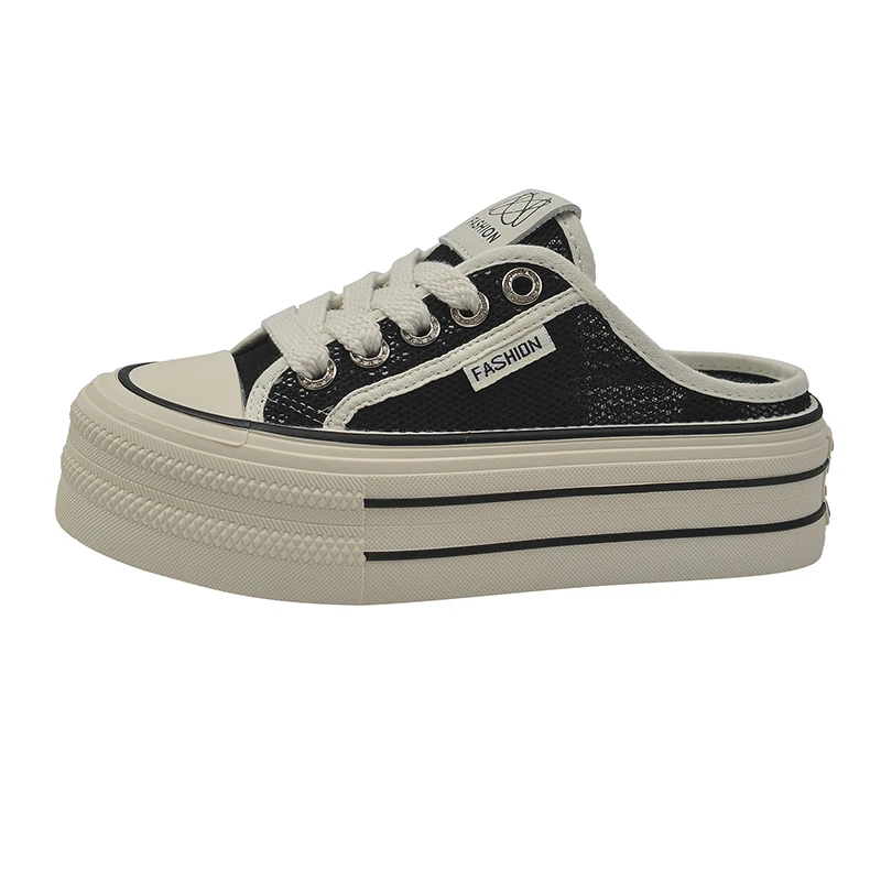 Шлепанцы женские на толстой подошве летние модные повседневные сетчатые сланцы