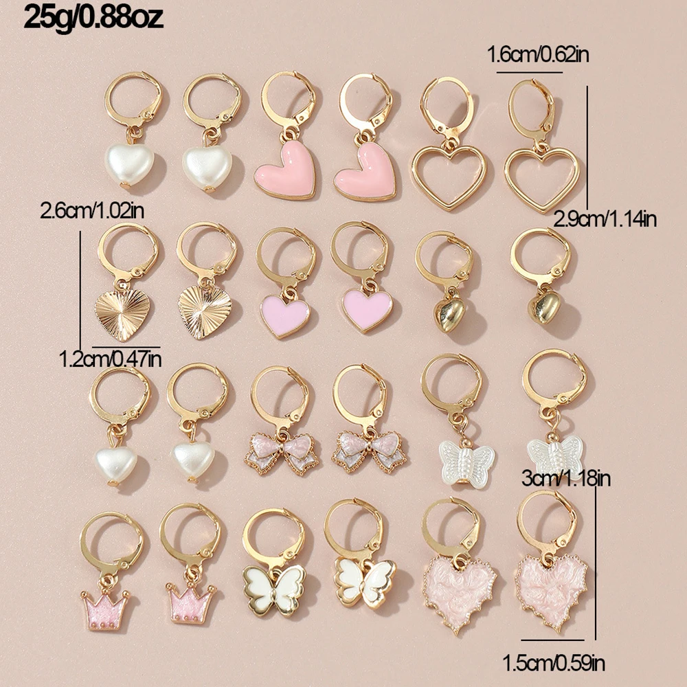 Набор сережек-гвоздиков в виде бабочек и цветов 12 шт