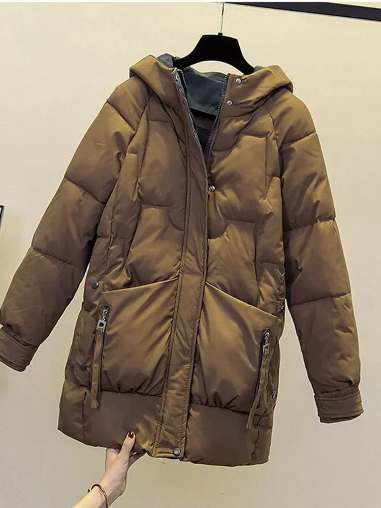 2022New Women Winter Thick Hooded Down Jacket Cotton Long Warm Padded Parka For Women Plus Size 2XL Winter Coat