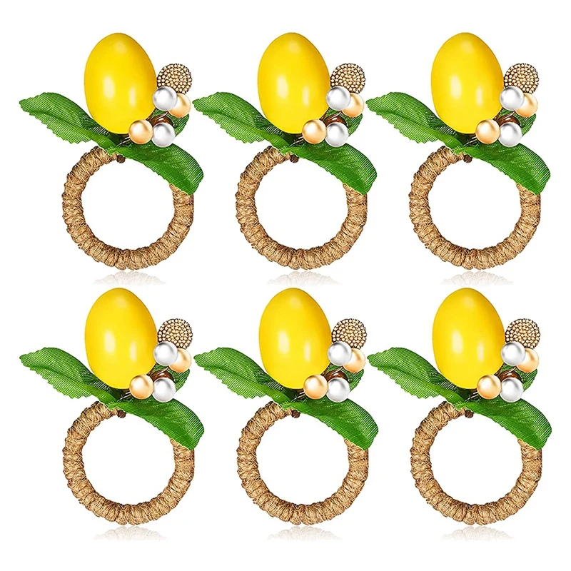 

Lemon Fruit Napkin Ring Holder Lemon Vine Leaf Napkin Ring Buckle Pearl Napkin Ring for Dinner Party Table Decor
