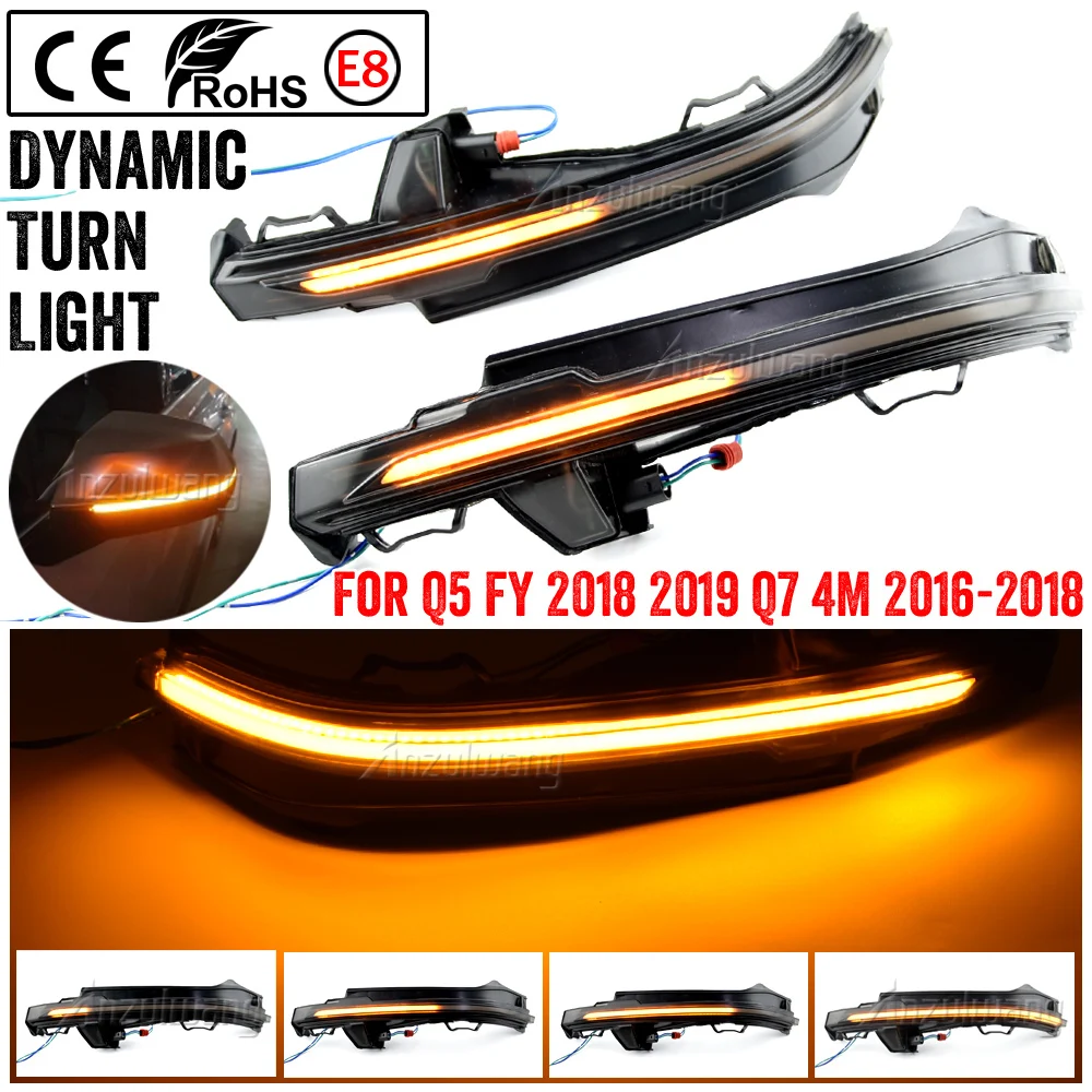 

LED Flowing Water Blinker Side Rear-view Mirror Dynamic Turn Signal Light For Audi Q5 FY 2018 2019 Q7 4M 2016 2017 2018