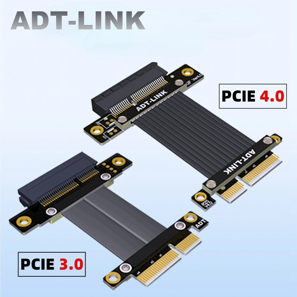 

ADT New PCIe 4.0 x4 Extension Cable PCI Express 4x Graphics RAID SSD LAN USB Riser Card Extender 90 Degree Right Angled Gen4 GPU