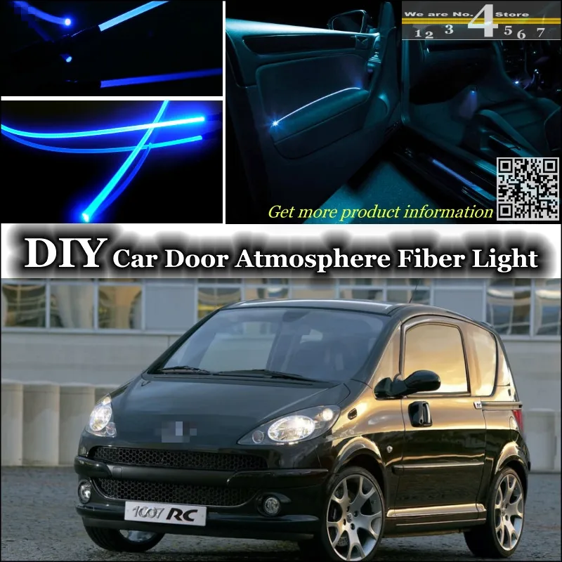 

interior Ambient Light Tuning Atmosphere Fiber Optic Band Lights For Peugeot 1007 Inside Door Panel illumination Tuning