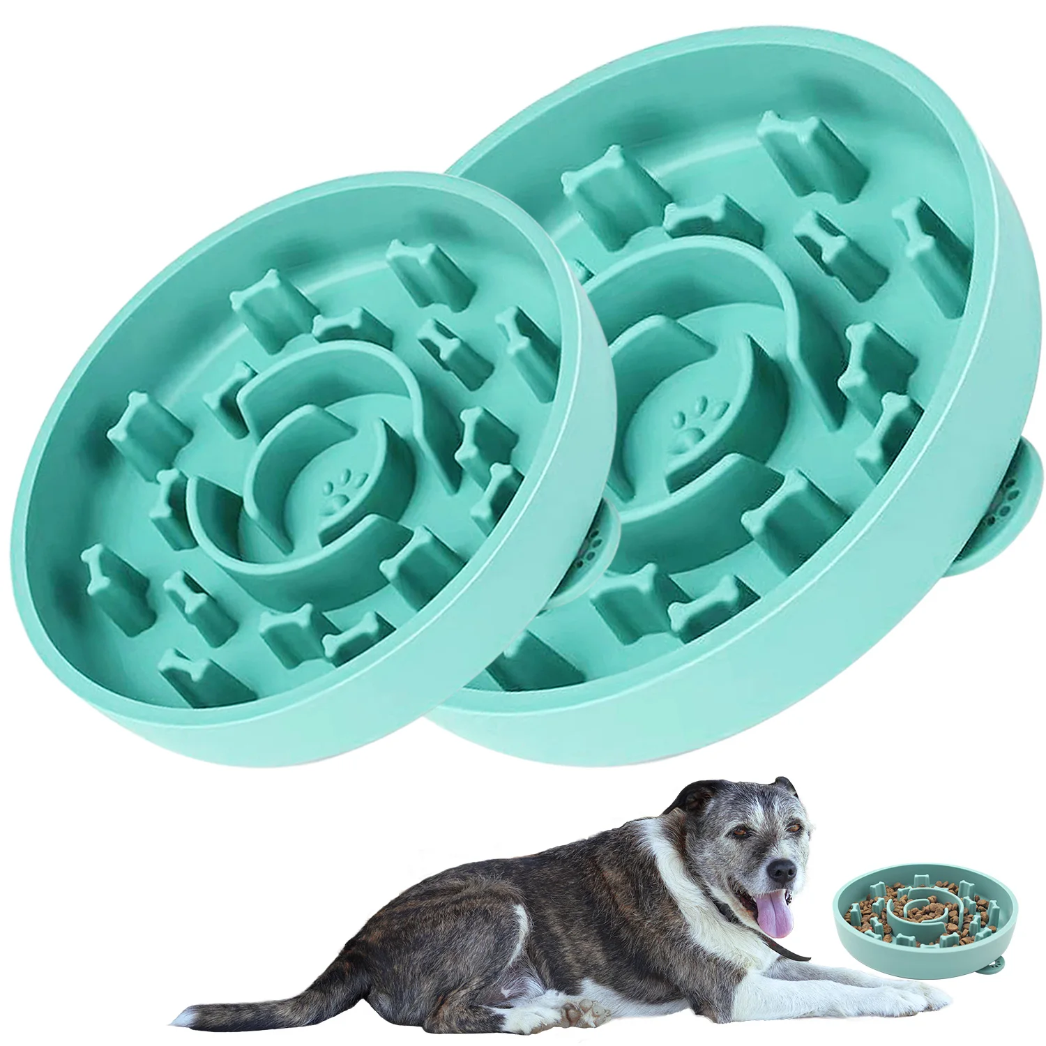 

Dog Slow Feeder Licking Food Slow Eating Bowl Cat Anti-choke Food Bowl Suction Cup Silicone Mat Plate Prevent Obesity Pet Dishes