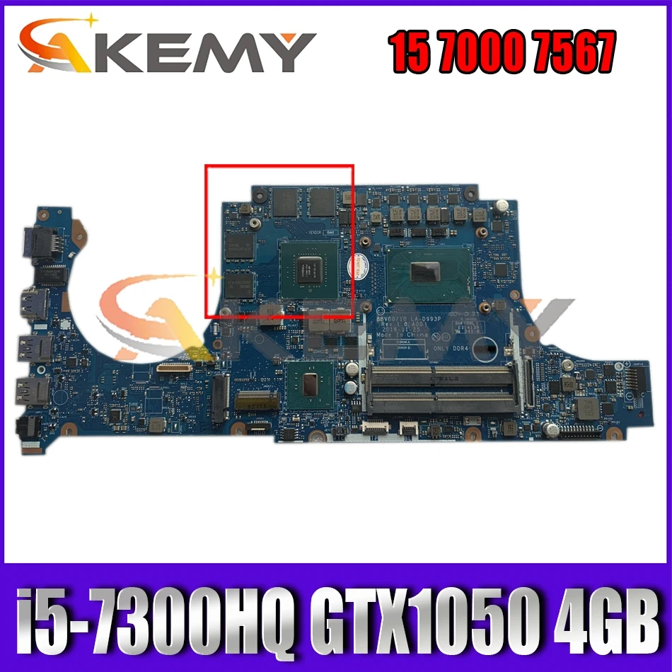 

LA-D993P MB для DELL Inspiron 15 7000 7567, материнская плата для ноутбука CN-0JG23N 0JG23N с i5-7300HQ GTX1050 4GB-GPU 100%, полностью протестирована