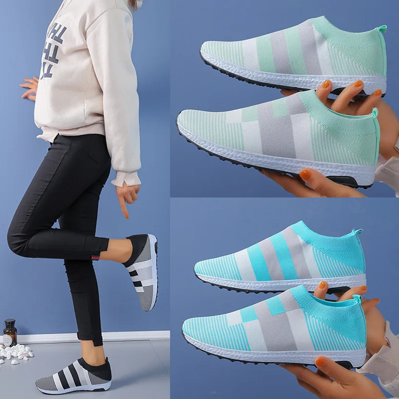 

Sneakers Women Walking Shoes Woman Lightweight Loafers Tennis Casual Ladies Fashion Slip on Sock Vulcanized Shoes 2023