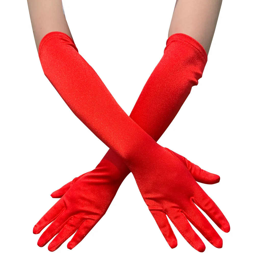 Women Adult Long Velvet Gloves Opera Length Evening Party Gloves Vintage Flapper Stretchy Gloves Autumn Winter Gloves
