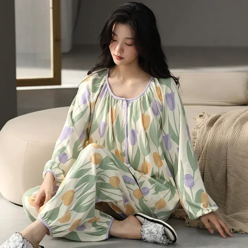 Комплект пижамный женский атласный из 2 предметов хлопковые штаны с длинным