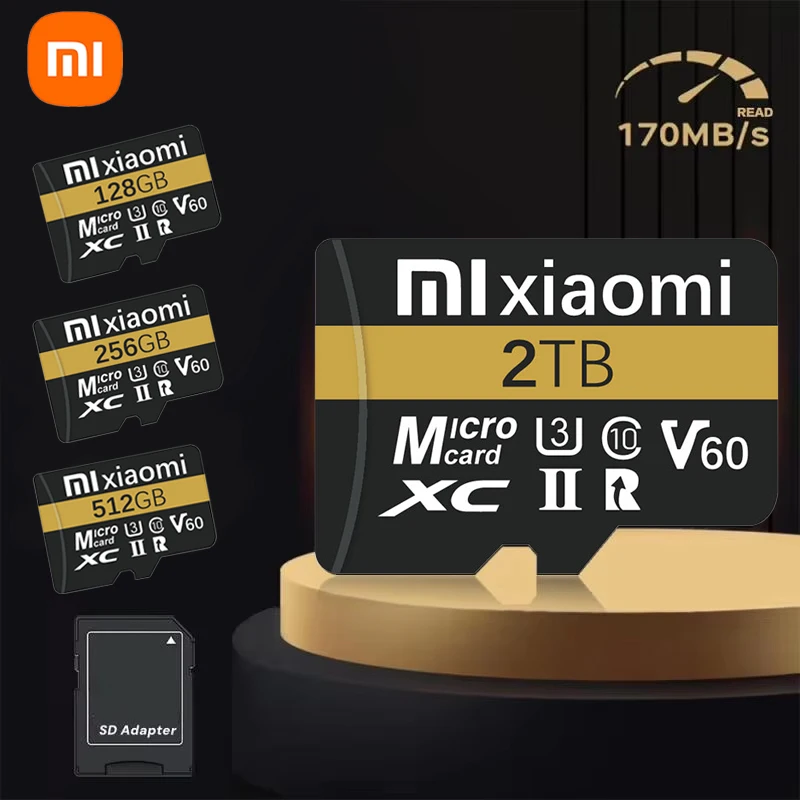 XIAOMI 2TB 1TB TF-карта памяти 128GB 64GB 512GB U3 V30 4K Full HD Micro TF Mini SD Card Memory Flash 170mb/s для телефона