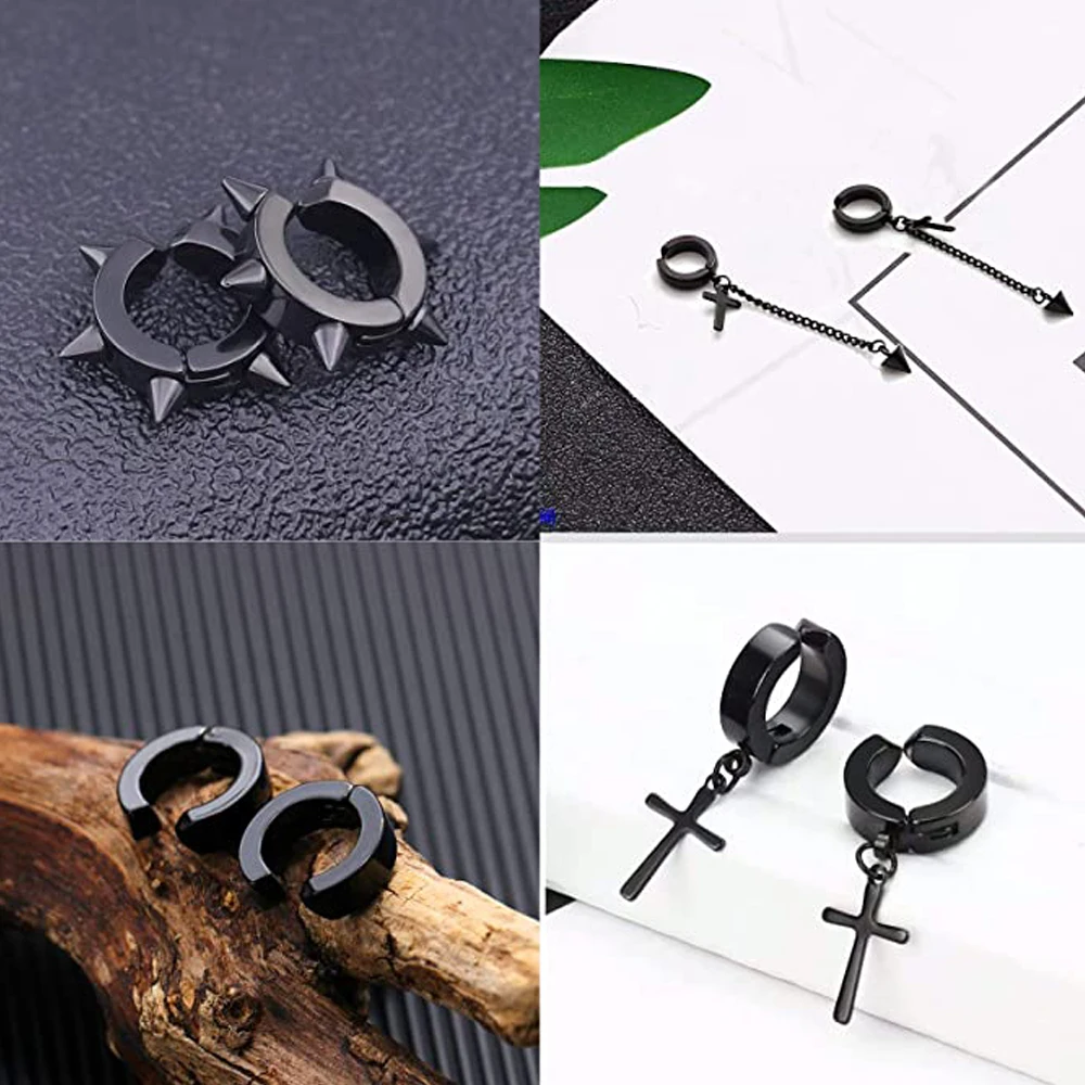 5 пар серьги-гвоздики из нержавеющей стали с заклепками |