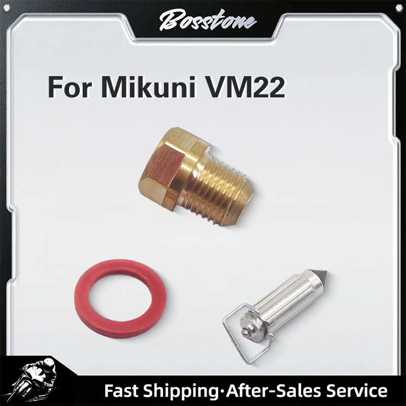 Фото Комплект игольчатых клапанов карбюратора для Mikuni VM22 YBR, латунный комплект, винт регулировки смешивания воздуха, прокладка поплавка карбюратора, уплотнитель №1