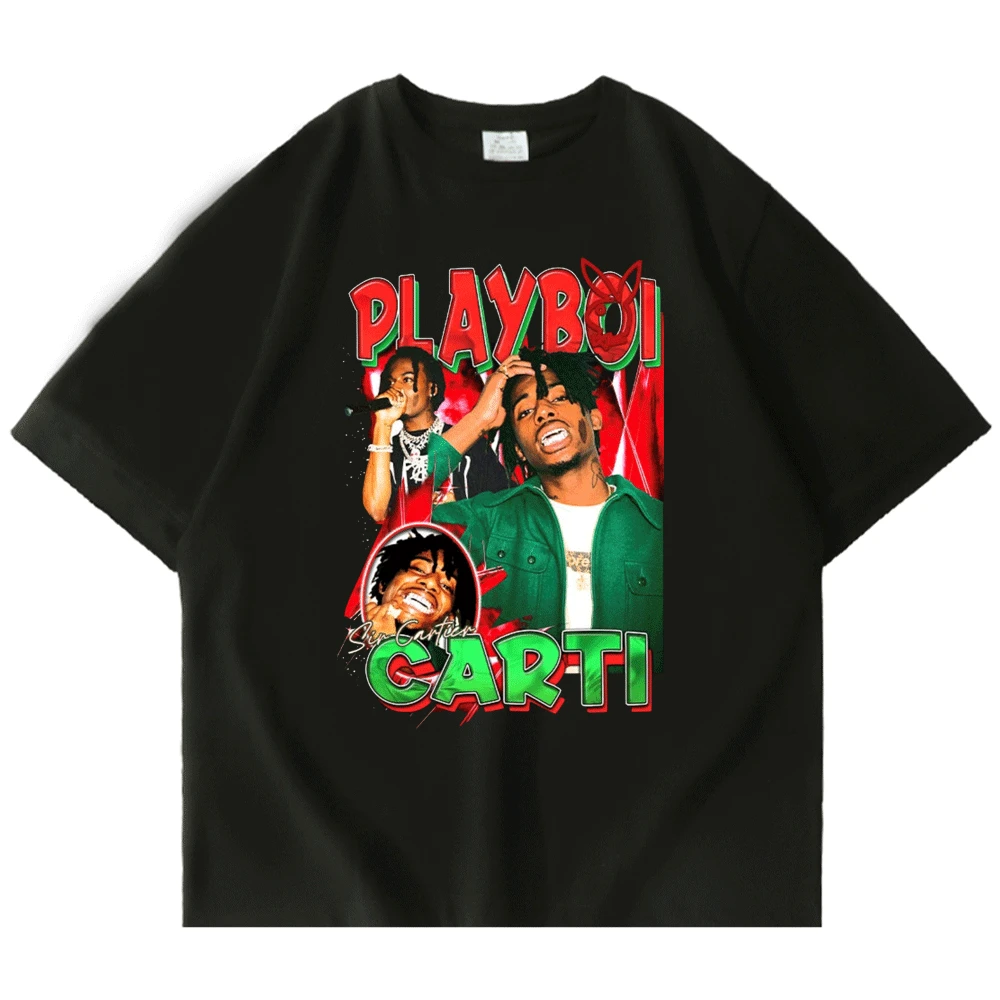 

90s Vintage Rapper Playboi Carti T Shirt Graphic Print T-shirts Oversized Hip Hop Short Sleeve Male Cotton Streetwear Tshirts