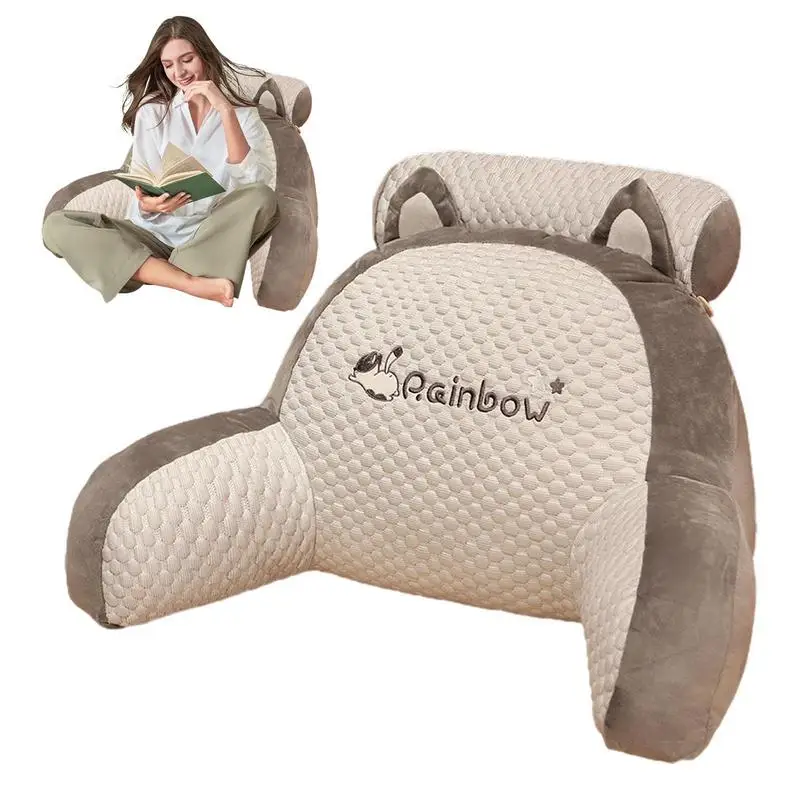 

Back Pillows For Sitting In Bed Backrest With Arms Ultra-Comfy Back Support Ergonomic Pillow Reading Watching TV