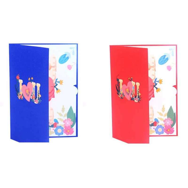 

2 открытки красного и синего цвета, открытка на день Святого Валентина, День рождения, выпускной, весну, свадьбу, годовщину