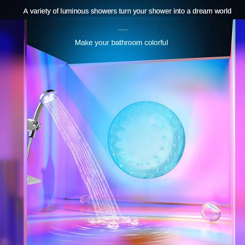 

7Color Rainfall Shower Head Handheld Water Saving with Romantic Automatic Temperature Control Led Light for Bathroom Accessories