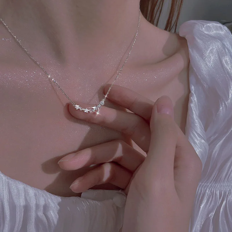 

KADHUFI Temperament Women Flower Star Crystal Pendant Necklace Summer Simple Shiny Korean Fashion Choker Necklace Jewelry Gift