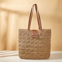 large straw tote women shoulder bag bohemian paper rope rattan beach bags for women 2022 designer handbags and purses shopper