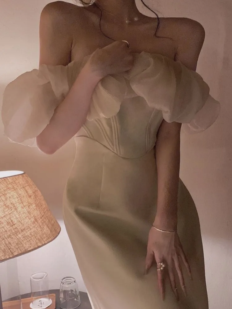 

Женское летнее элегантное облегающее платье миди для выпускного вечера с открытыми плечами, пикантное облегающее Повседневное платье для ...