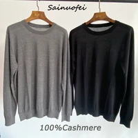 sanofi 2022 mens worsted knitted 100 cashmere solid color sweater wrinkle free warm bottoming shirt pullover top