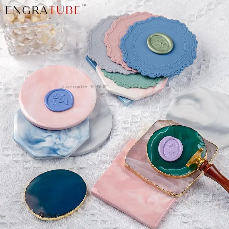 

Agate/Crystal/Ceramic Sealing Wax Backing Board Glossy Multi-functional Marble Wax Stamp Pad Paint Wax Stone DIY Home Supplies