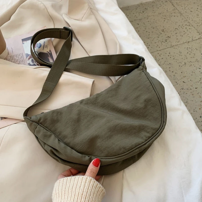 

Модные мягкие нейлоновые женские сумки-мессенджеры простой дизайн сумка на плечо для девушек в колледже Однотонный женский клатч кошелек сумки-тоут