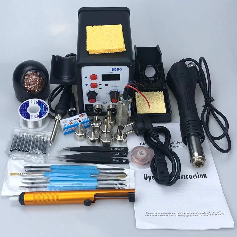 2 IN 1 700W LED Digital Soldering Station Hot Air Gun Rework Station Electric Soldering Iron For Phone PCB IC SMD BGA Welding