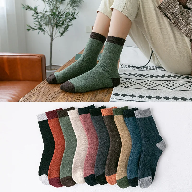 

High-Quality Wool Socks for Men, Featuring A Colorful Patchwork Design and Thick Cushioning Socks Women's Men's Socks