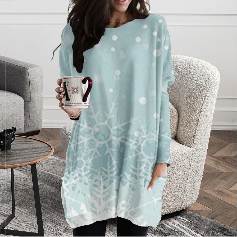 

Женская футболка с длинным рукавом, с принтом снежинок