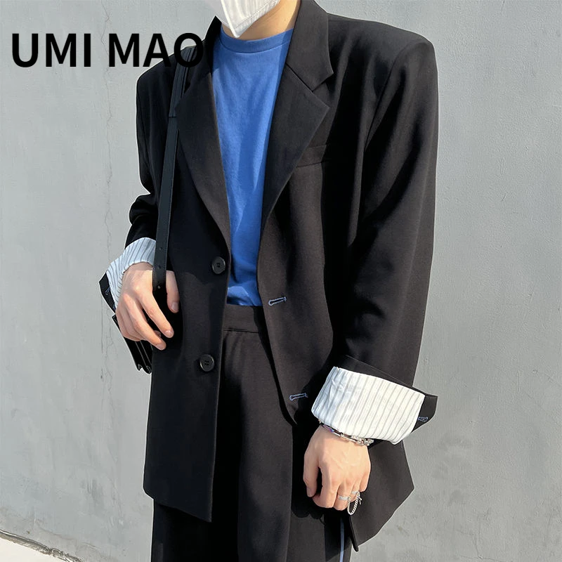 

UMI MAO Yamamoto Black Mid-length Blazers Jacket Women's Men's Casual All-match South Korea Fashion Blazer Coat Y2K