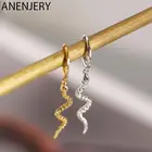 Женские и мужские серебряные серьги-кольца ANENJERY, змея, змея, животное, золотистого и серебристого цветов