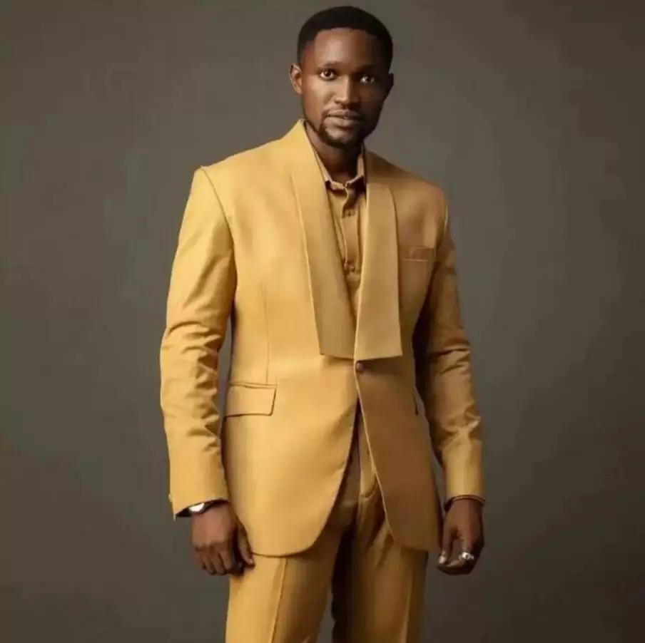 

Новейший дизайн на заказ, модные желтые мужские формальные свадебные костюмы, мужские костюмы для жениха, шафера вечерние ринки, выпускного...