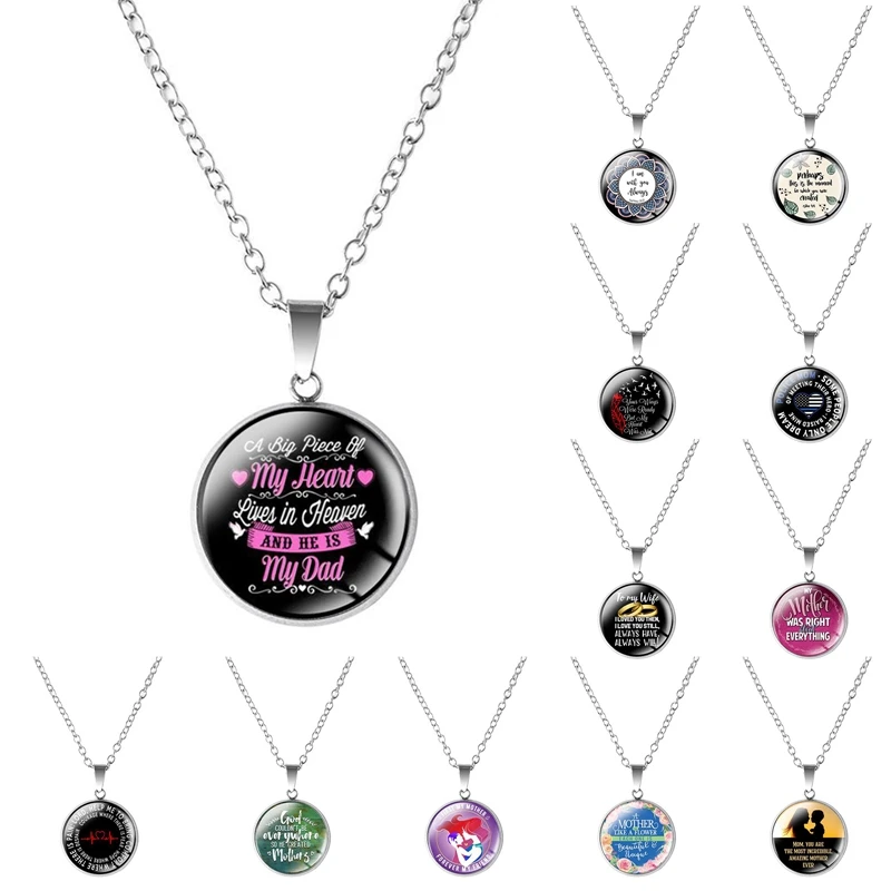 

Mother's Day Gift Time Gem Glass Pendant Necklace for Mom Necklace Sweater Chain Mama Jewelry