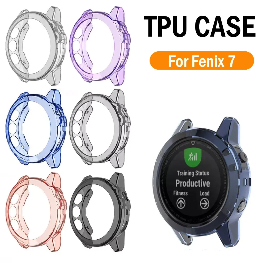 

For Garmin Fenix 7 Protective Case Smart Watch Shockproof Protector Frame Fenix7 Soft TPU Clear Case Cover for Garmin Fenix7