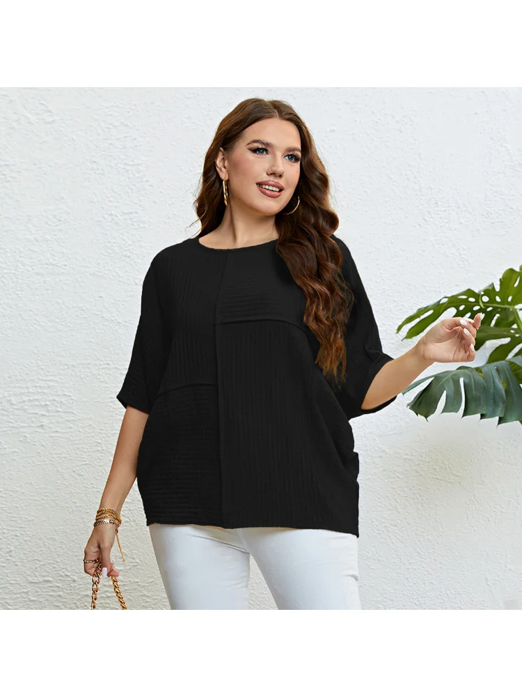 Solid color coat plus size stitching plus size women clothing  t-shirts blusas roupas femininas