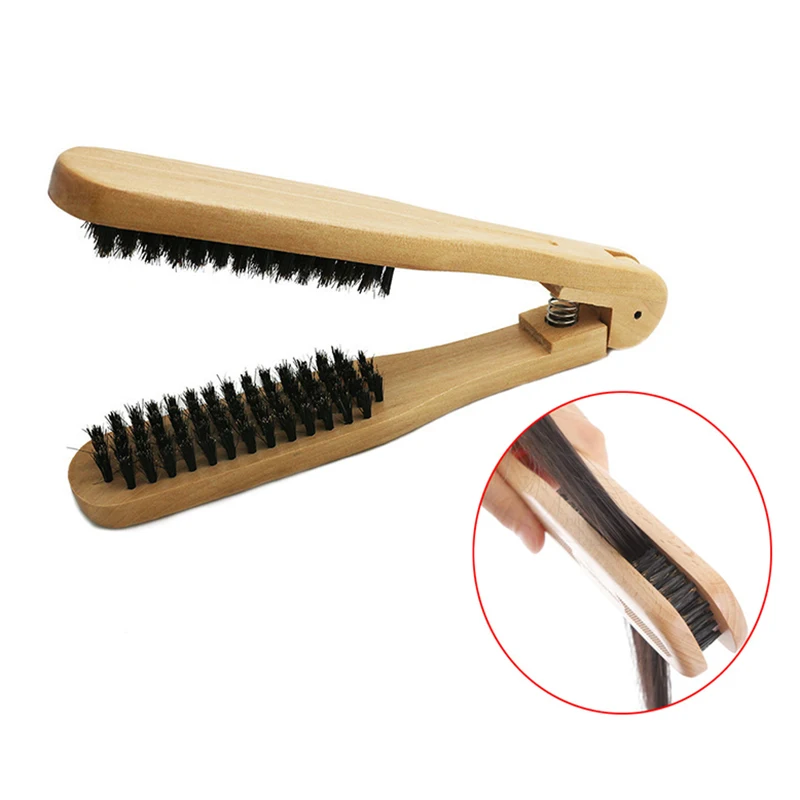 

Hair Straightening Comb Double Sided Brush Clamp Hair Hairdressing Natural Fibres Bristle Hair Comb Women Hairstylig Tools